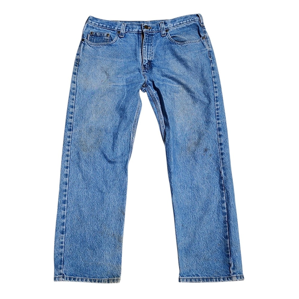 Carhartt B460 Relaxed Fit Jeans Men's 36x30 Blue Denim Work Pants Distressed Wea